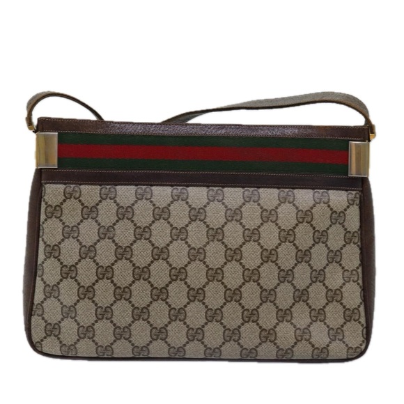 GUCCI GG Supreme Web Sherry Line Shoulder Bag PVC Beige Red Green Auth ep4578 - Picture 3 of 16